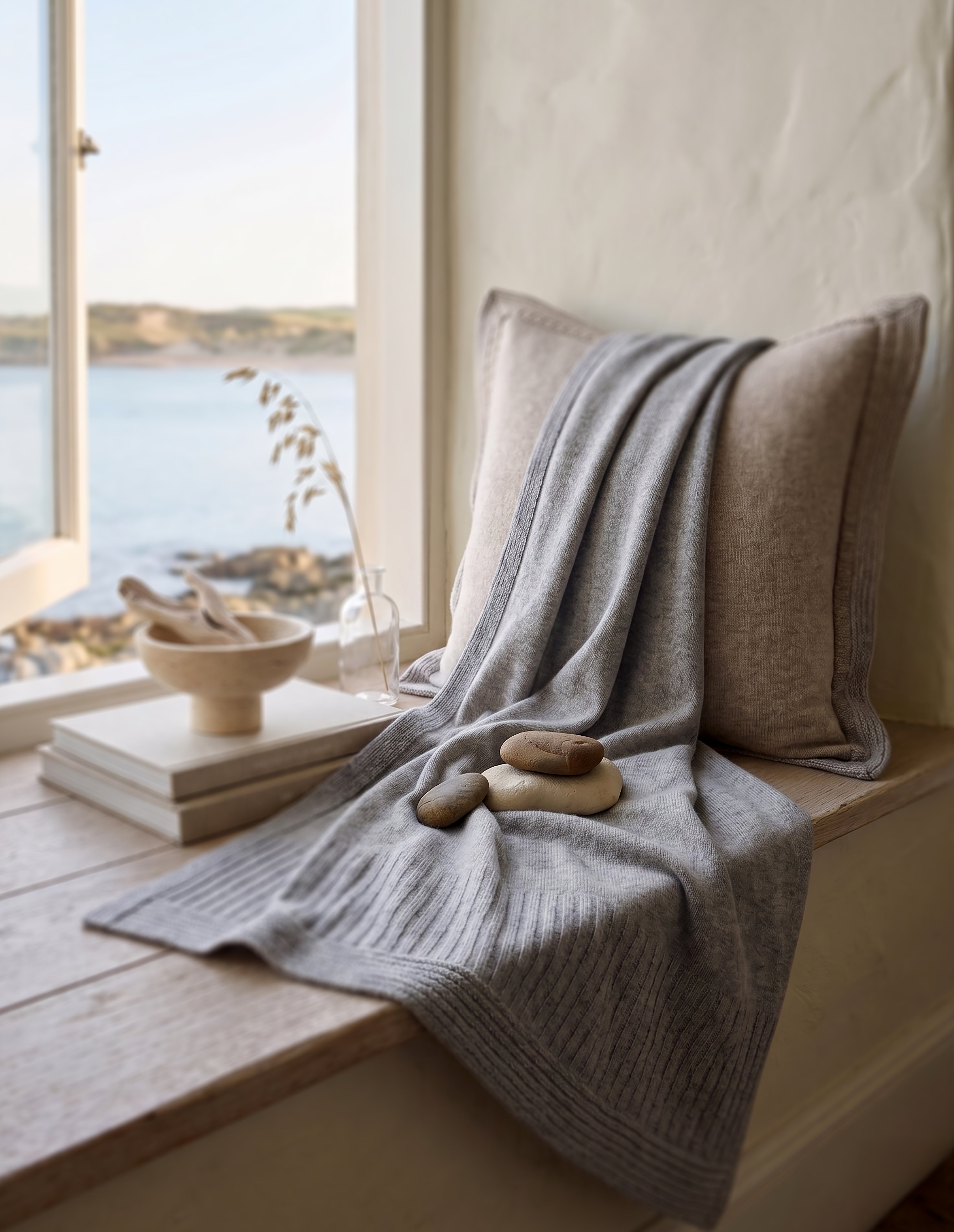 The Aspen Cashmere Throw | Heather Grey