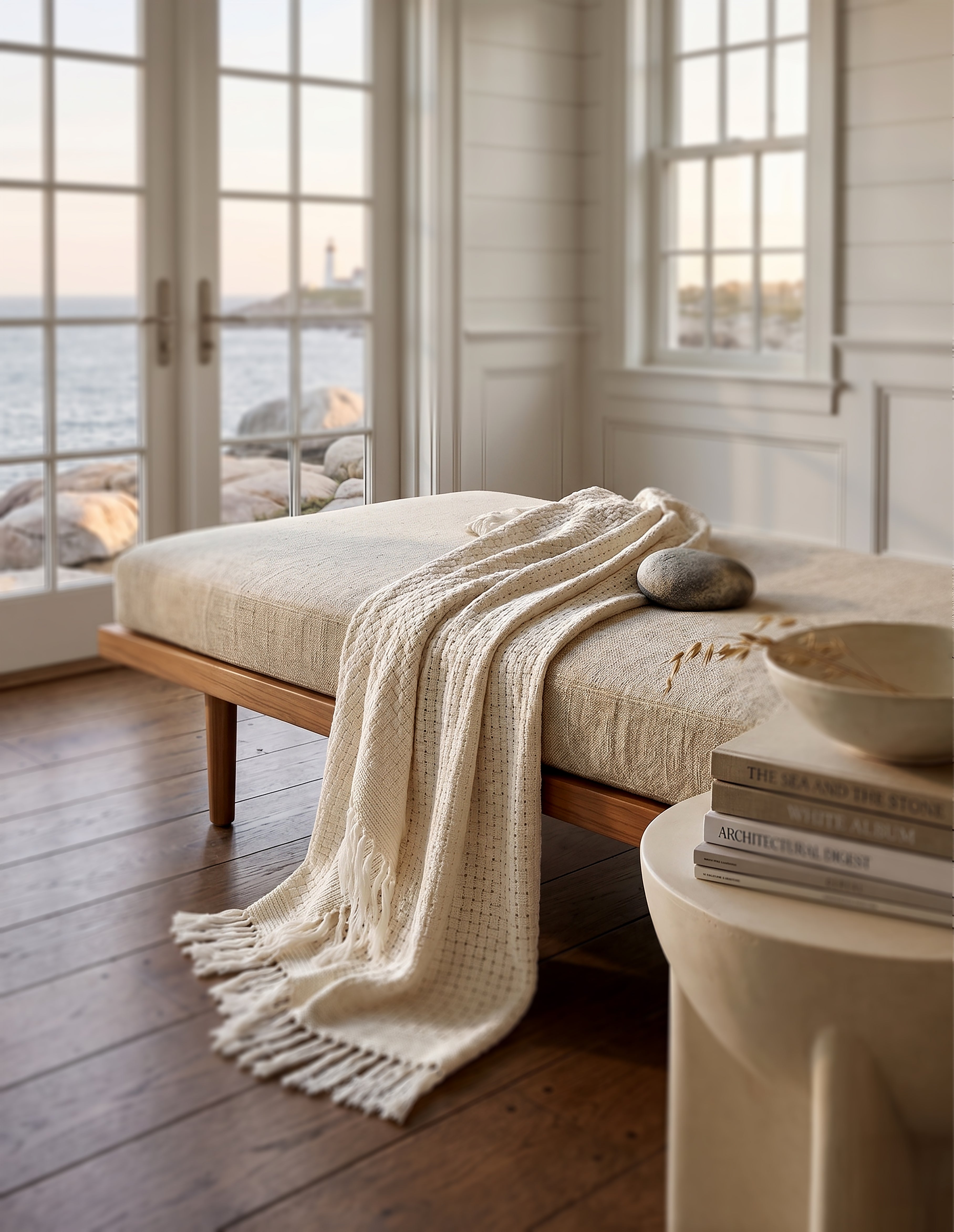 The Hudson Cashmere Fringed Throw | Cream
