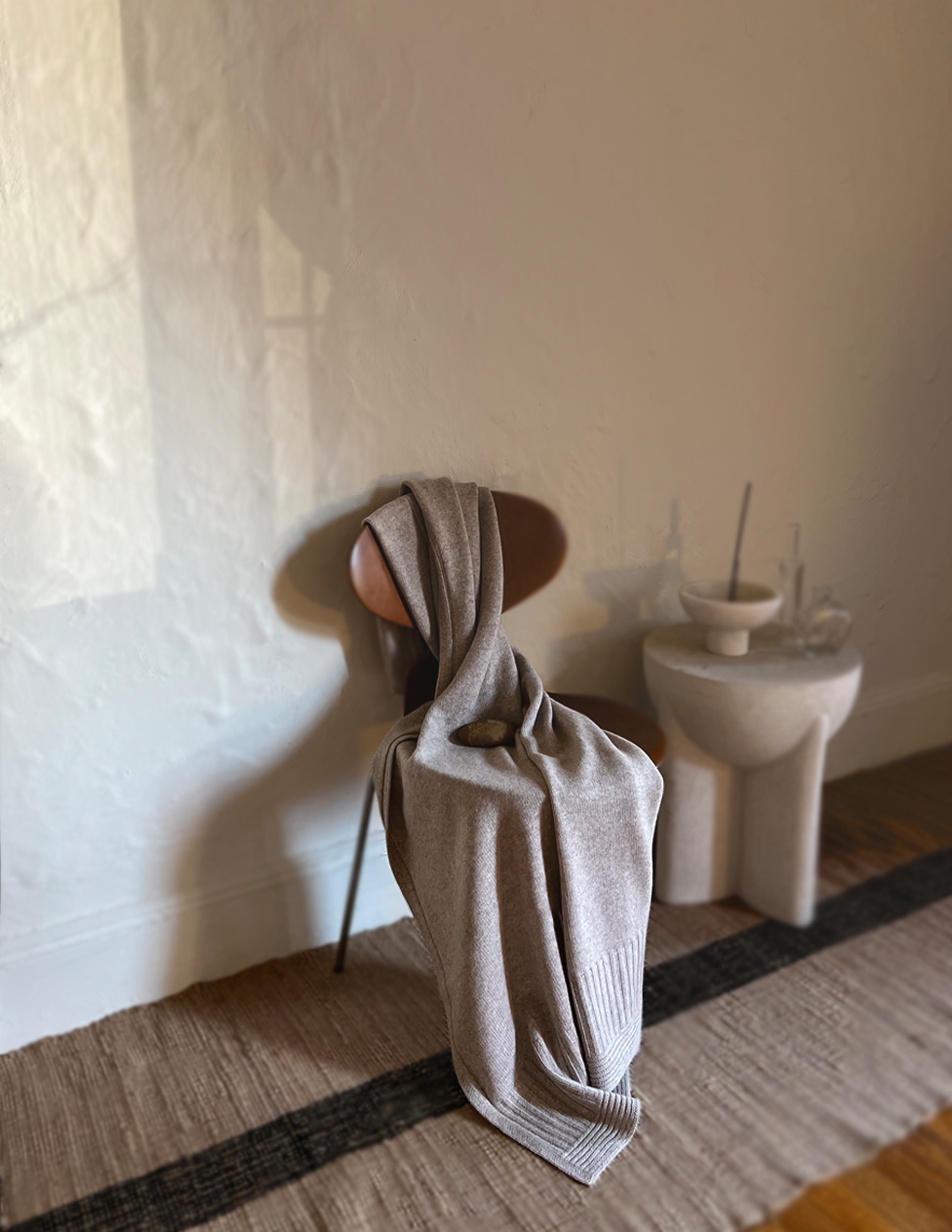 The Aspen Cashmere Throw | Heather Oatmeal