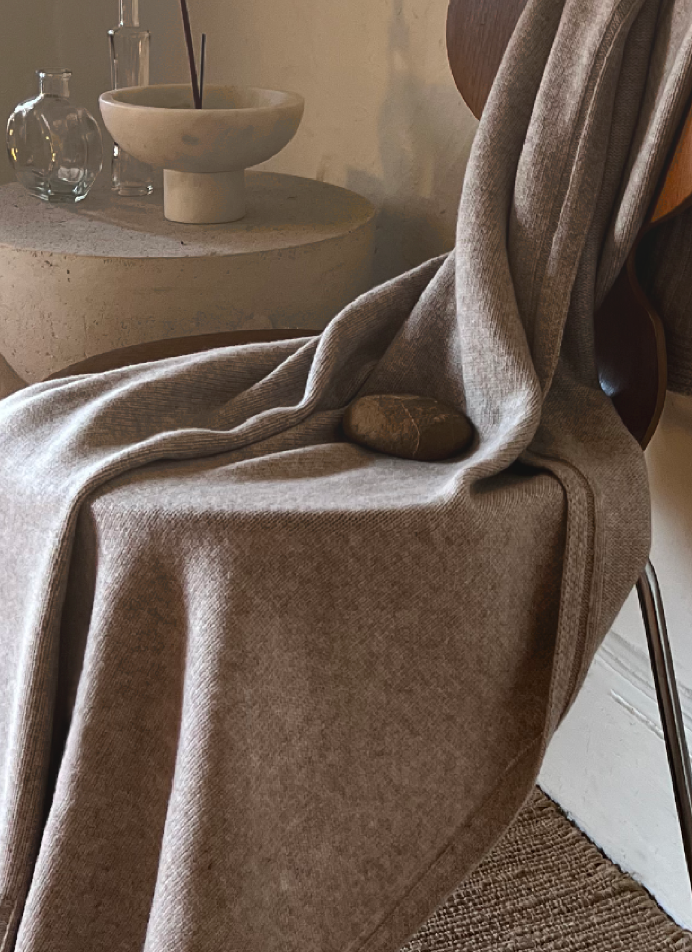 The Aspen Cashmere Throw | Heather Oatmeal