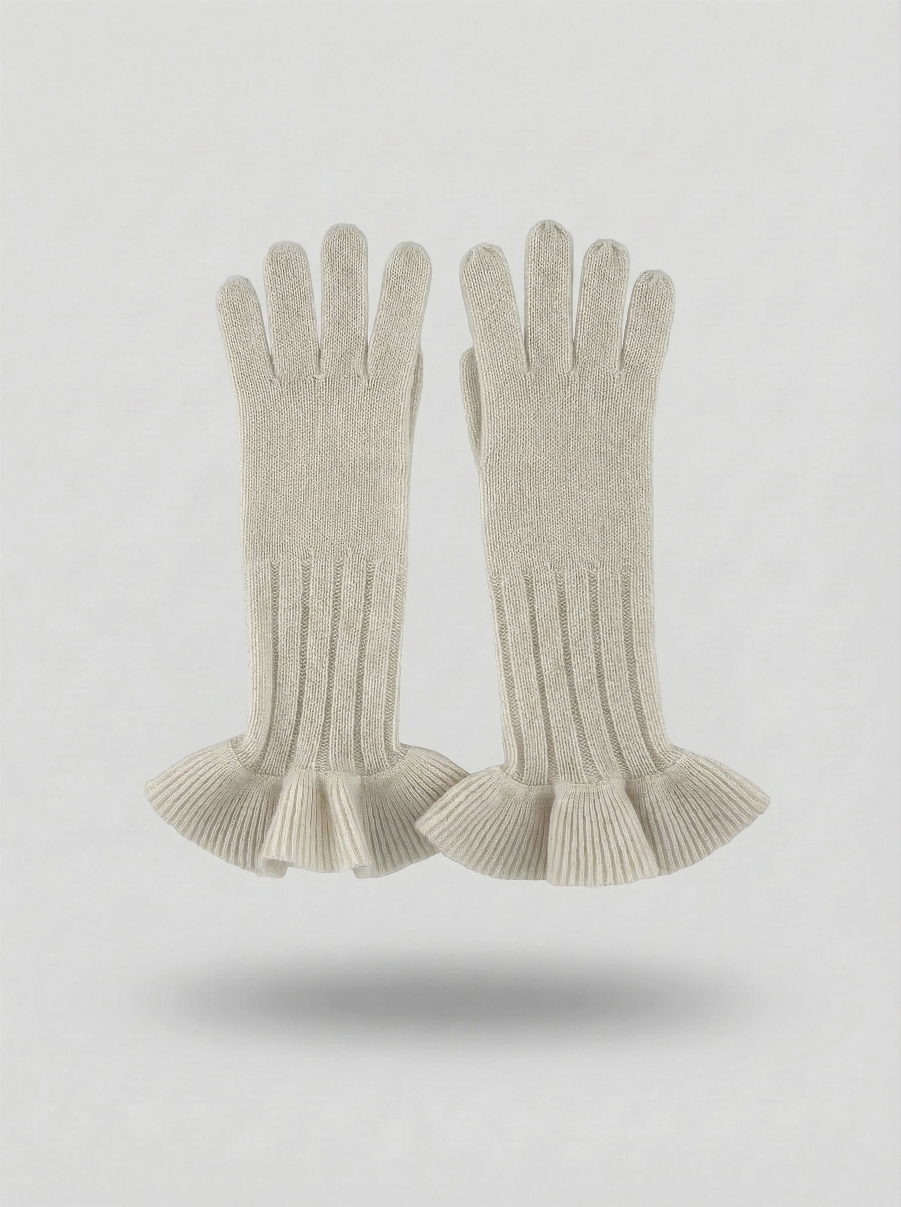 The Ruffle Cashmere Gloves | Cream