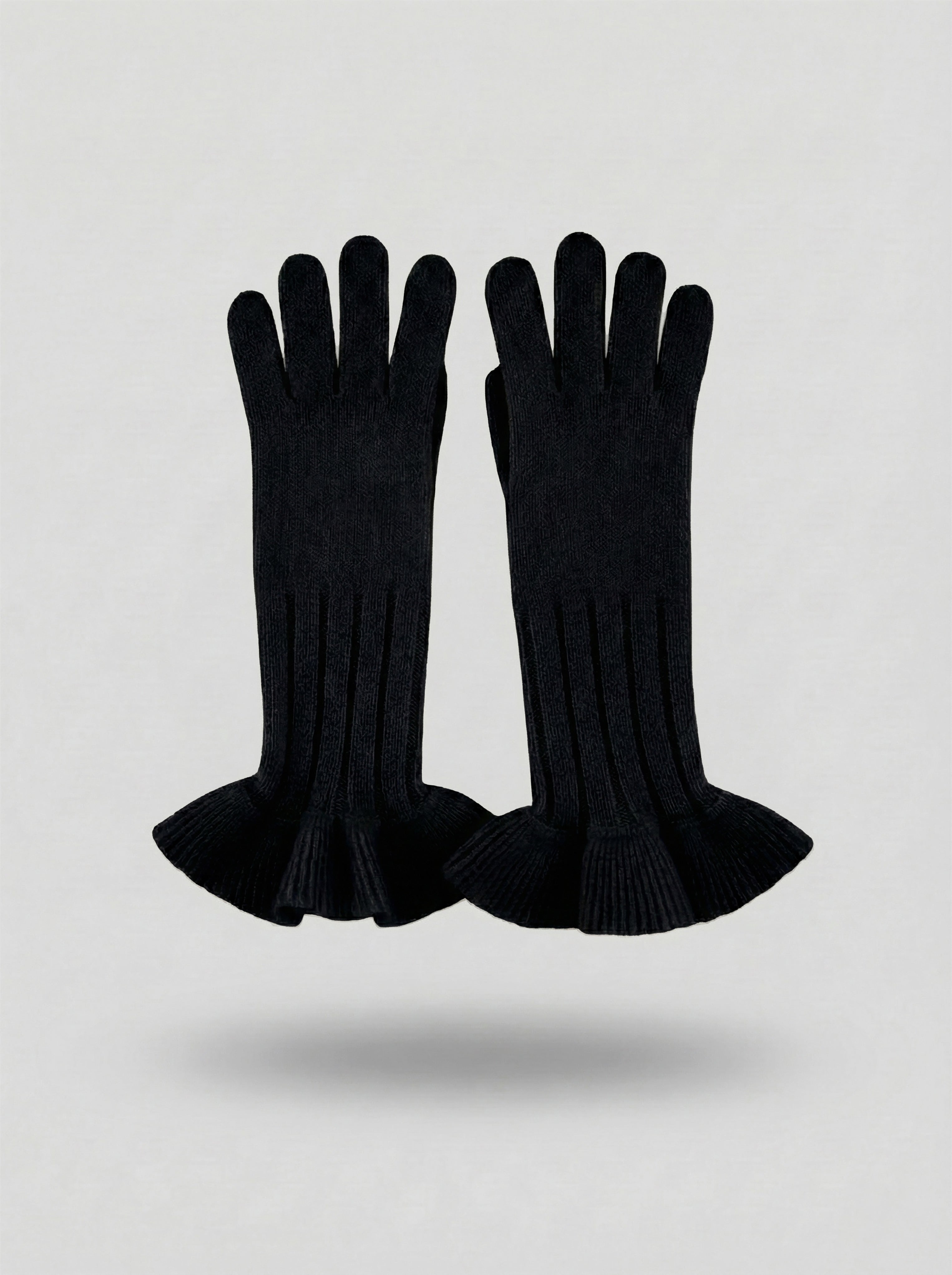 The Ruffle Cashmere Gloves | Black